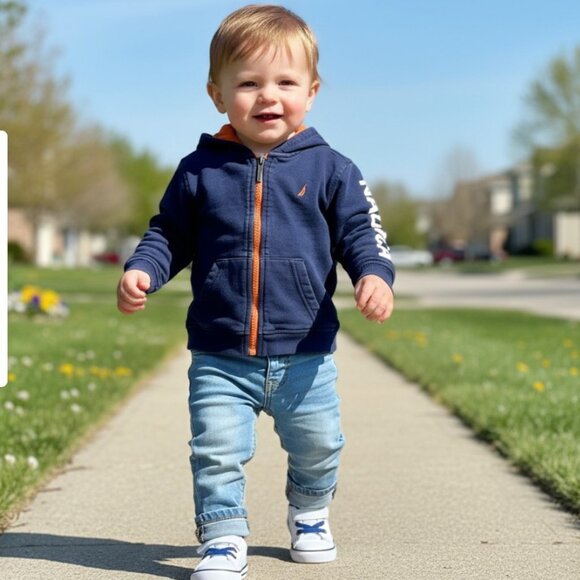 Nautica Navy Blue Logo Zip-Up Hoodie Size 18 Months - Picture 7 of 7